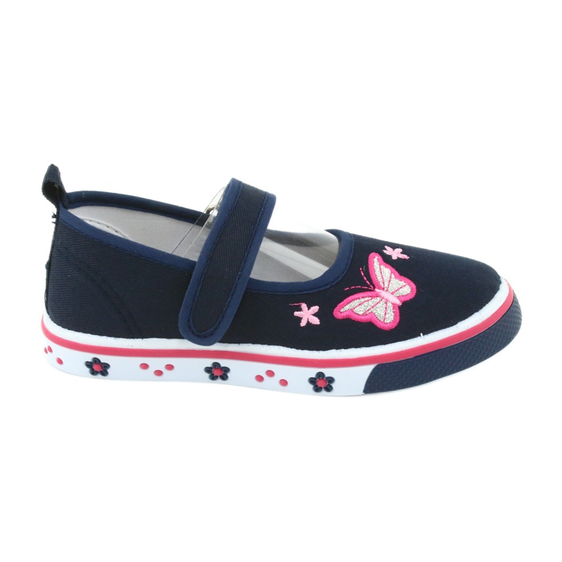 Atletico butterfly ballerinas with leather insole navy blue pink