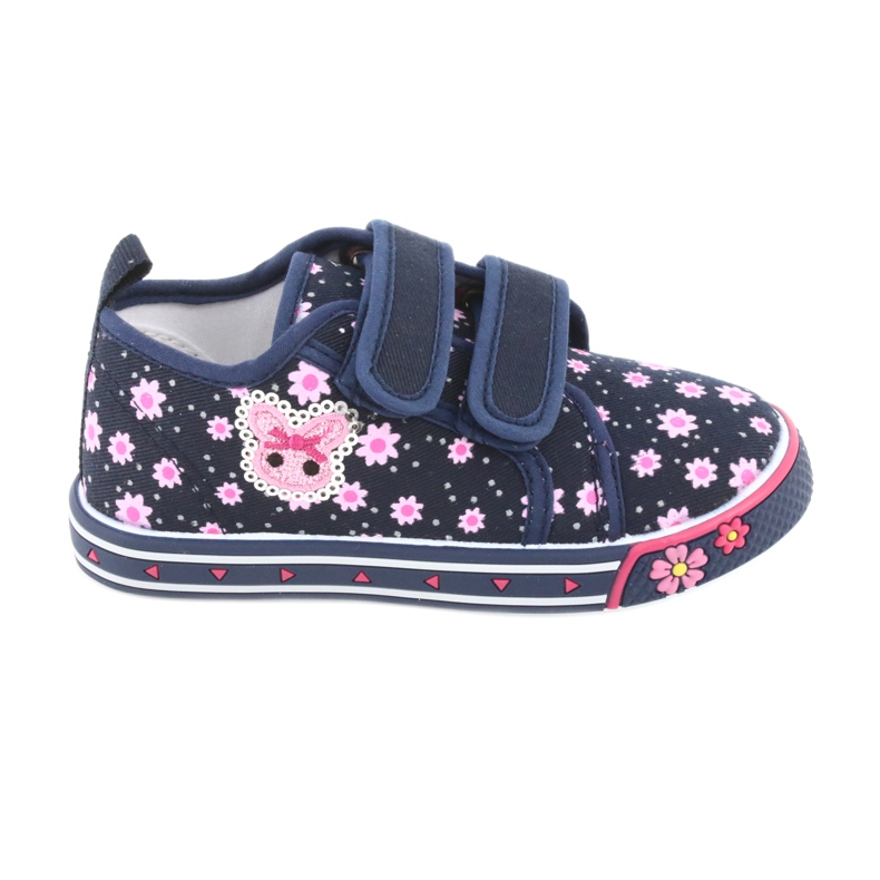 Atletico daisy velcro sneakers navy blue pink