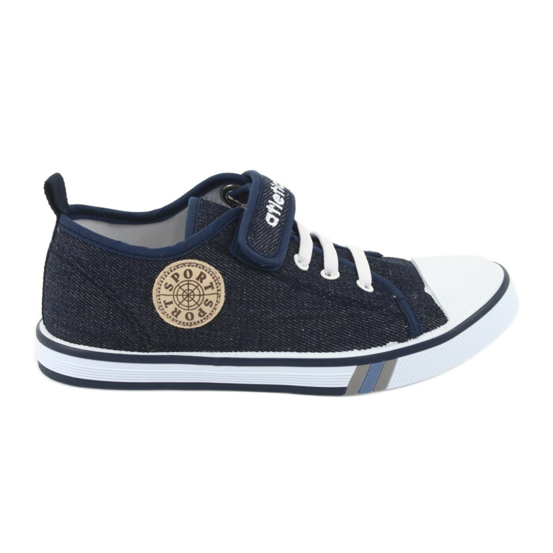 Sneakers with leather insert Atletico navy blue jeans BSM029