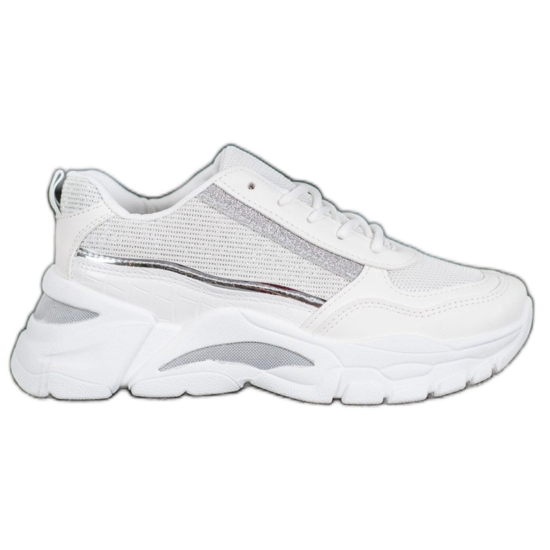 SHELOVET Stylish Sneakers With Glitter white