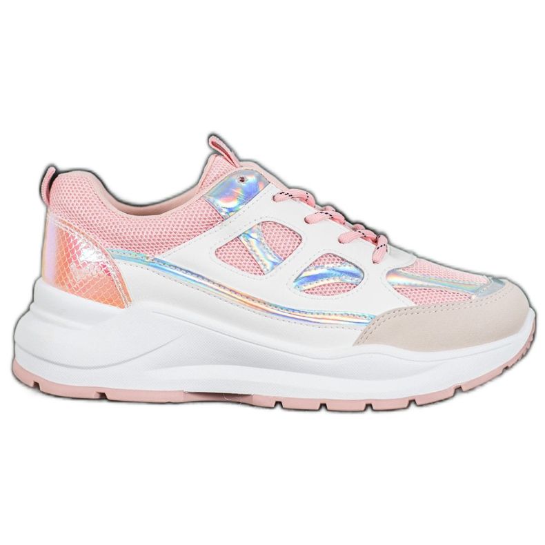 SHELOVET Comfortable Sneakers With Mesh white pink multicolored
