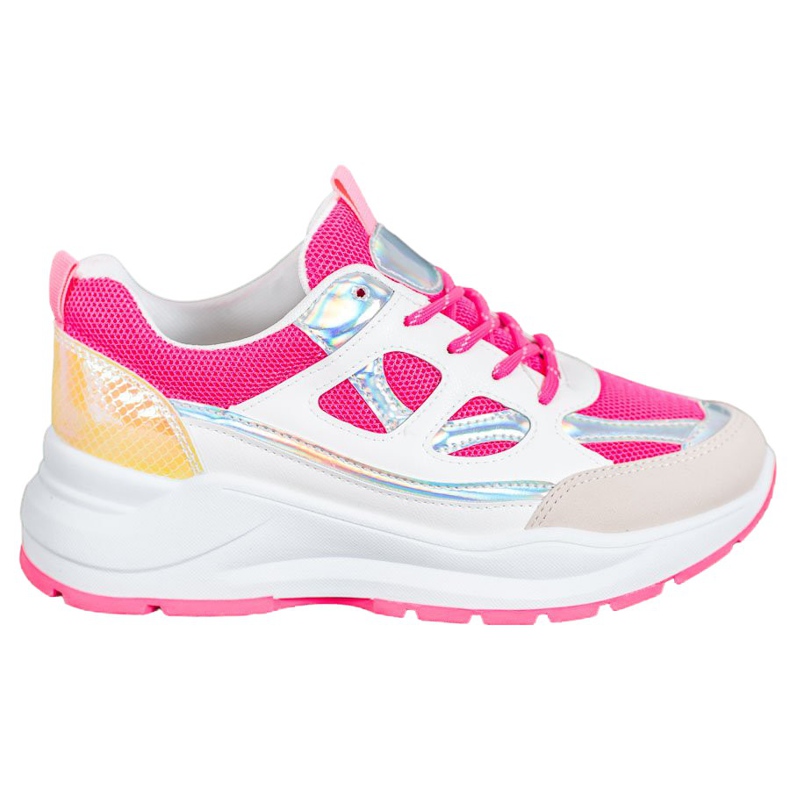 SHELOVET Comfortable Sneakers With Mesh white pink