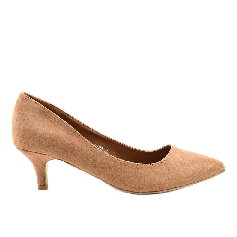 Brown pumps on the YS-8703 heel beige golden