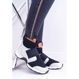 LU BOO Silver glitter women's sports sock HT9022 black grey LU BOO Silver glitter women's sports sock HT9022 black grey