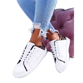 FRJ Women's Sneakers White Lumiere with leopard print FRJ Women's Sneakers White Lumiere with leopard print