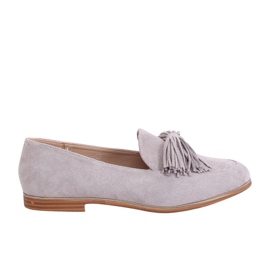 Gray Women's loafers with fringes T357P Gray grey