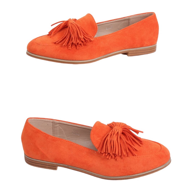 Orange women's loafers with fringes T357P Orange