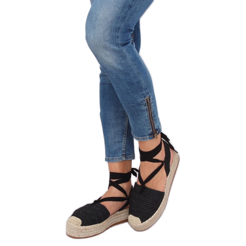 Black sandals for women espadrilles TU139P Black