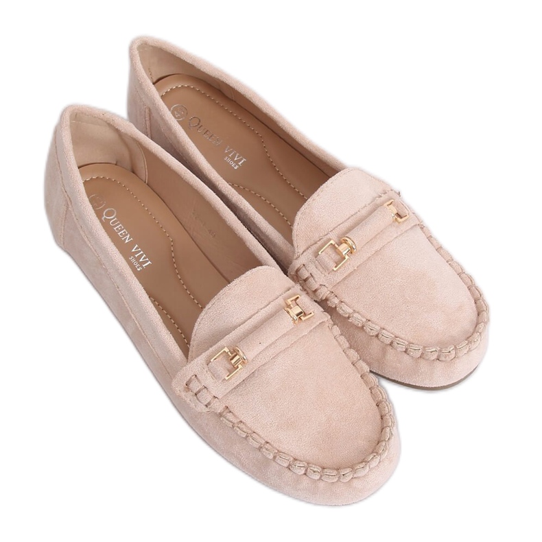Women's beige loafers 22-7 Khaki
