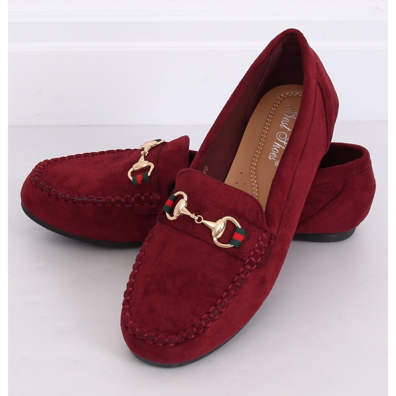 Women's burgundy loafers CH-1M16 Wine Red