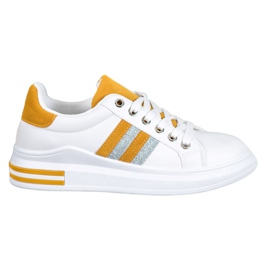 SHELOVET Sports Shoes On The Platform white yellow SHELOVET Sports Shoes On The Platform white yellow