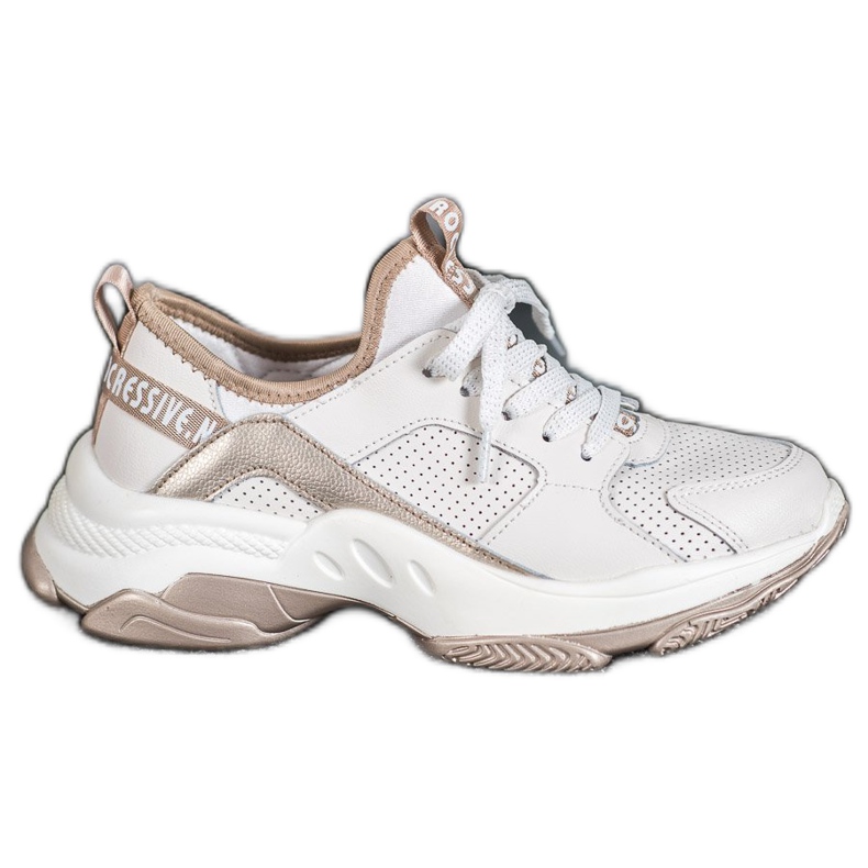 Goodin Openwork Leather Sneakers white yellow