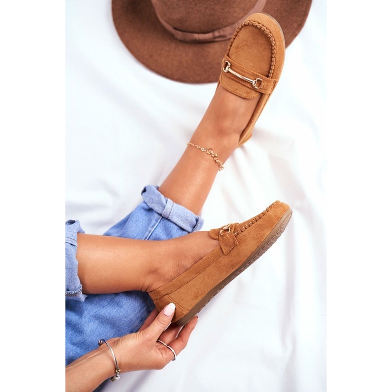 BUGO Brown women's suede loafers 99-01A