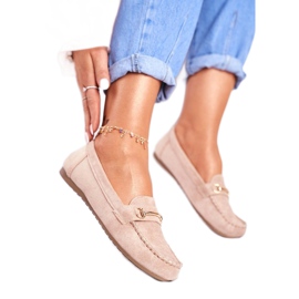 BUGO Beige women's shoes with suede loafers 99-01A