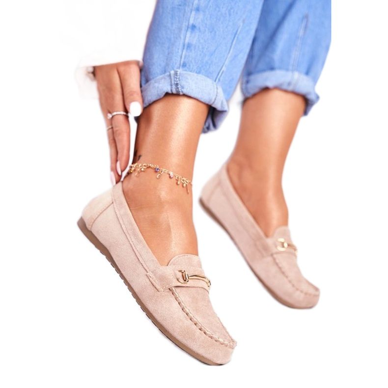 BUGO Beige women's shoes with suede loafers 99-01A