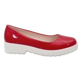 Red slip on wedge shoes BJ6223-4