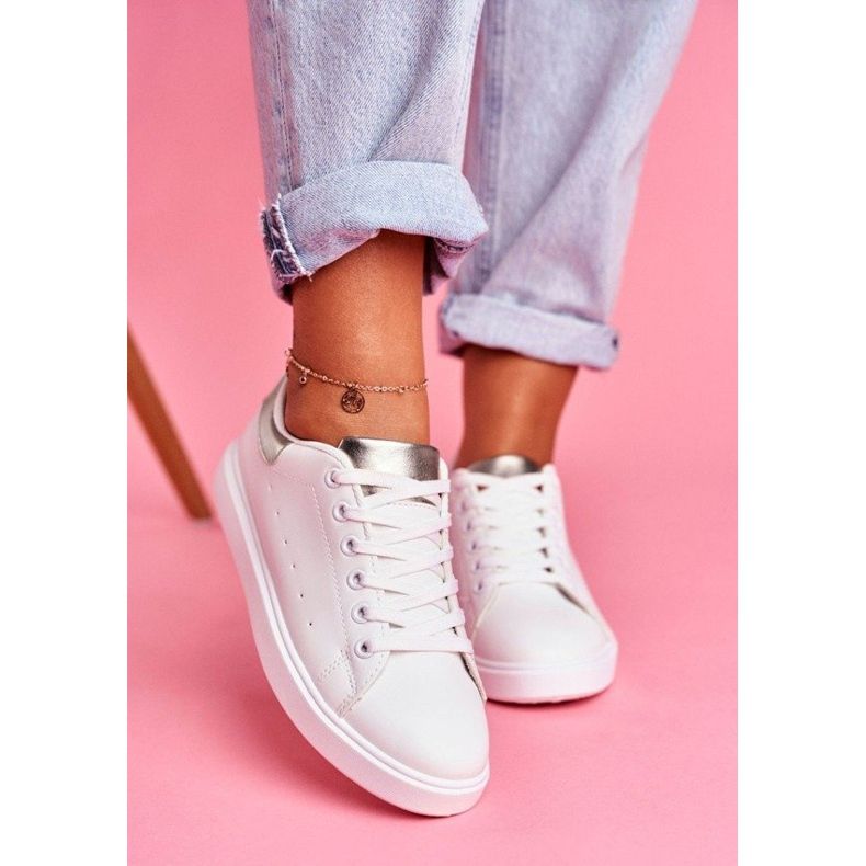 SEA White sports shoes with a silver heel LA85 grey