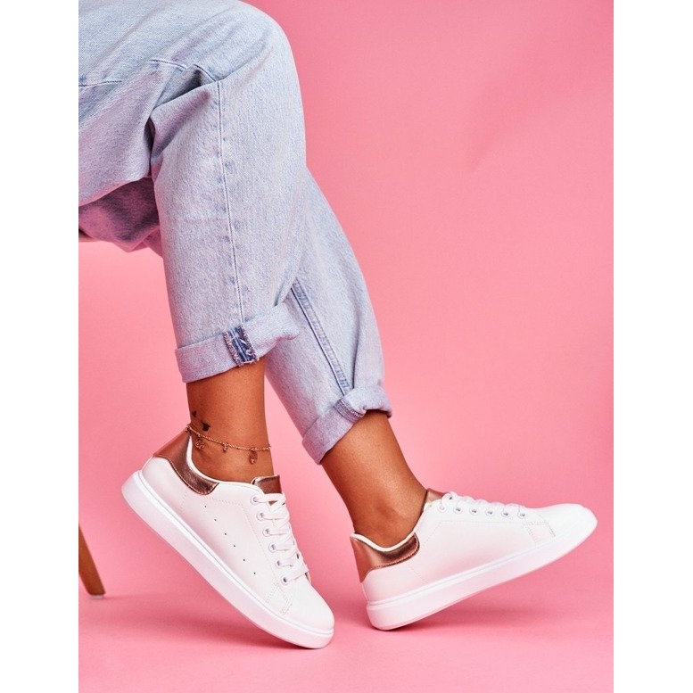 SEA White sports shoes with LA85 champagne heel pink