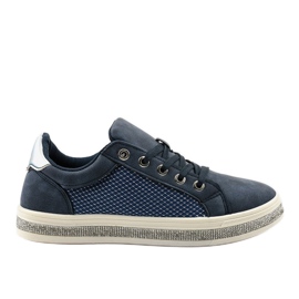 Navy blue sneakers decorated with zircons 1153-Y Navy blue sneakers decorated with zircons 1153-Y