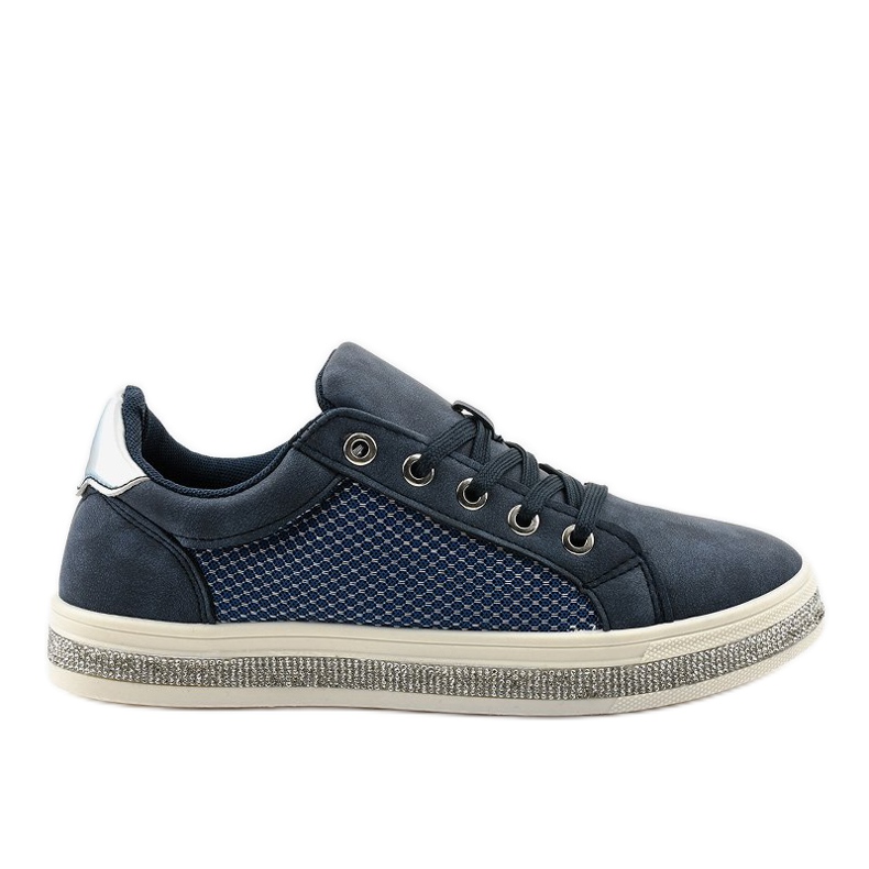 Navy blue sneakers decorated with zircons 1153-Y Navy blue sneakers decorated with zircons 1153-Y