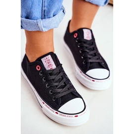 Cross Jeans Women's black sneakers, mesh FF2R4015C