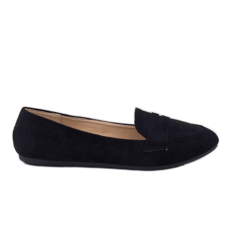 Black eco-suede 3C-20 ballerina loafers