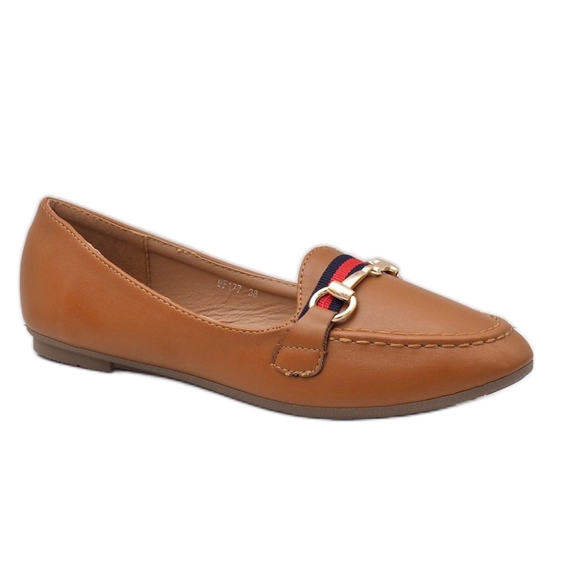 Brown eco-leather ballerina loafers 9F177