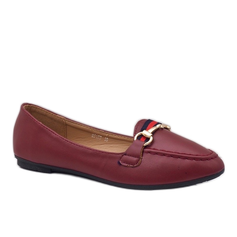 Burgundy eco-leather ballerina loafers 9F177 red