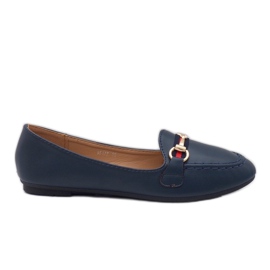 Navy blue eco-leather ballerina loafers 9F177
