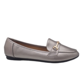 Silver eco-leather ballerina loafers 9F176 grey