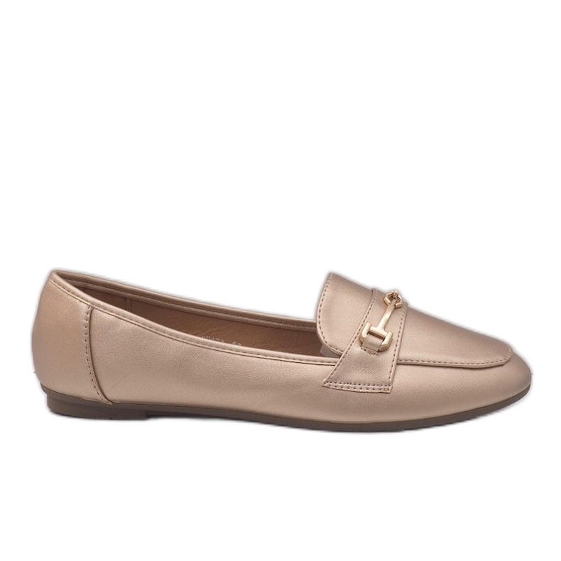 Golden leather ballerina loafers 9F176