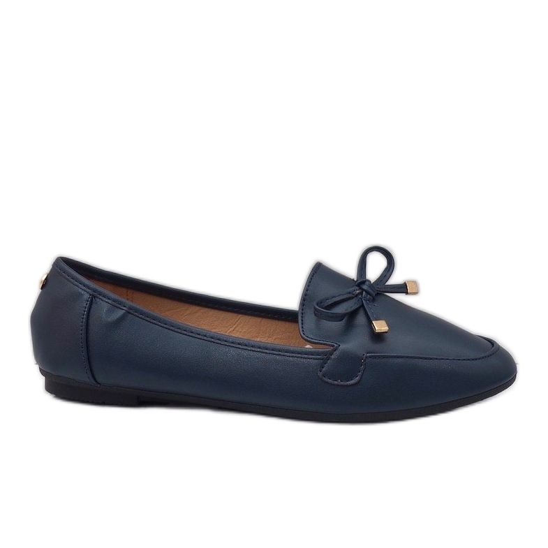 Navy blue eco-leather ballerina loafers 9F175