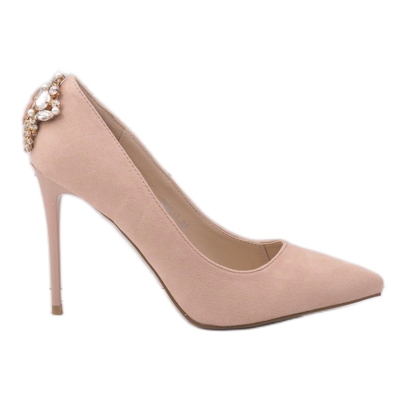 Pink classic heels with cubic zirconia 9229-13
