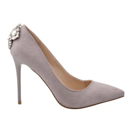 Gray classic heels with cubic zirconia 9229-13 grey