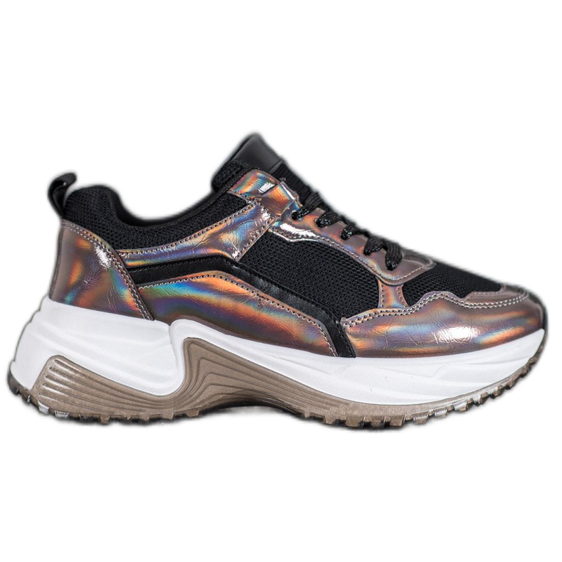 SHELOVET Fashion Sneakers With Holo Effect brown black