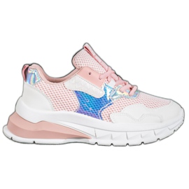 SHELOVET Sneakers With Mesh white pink