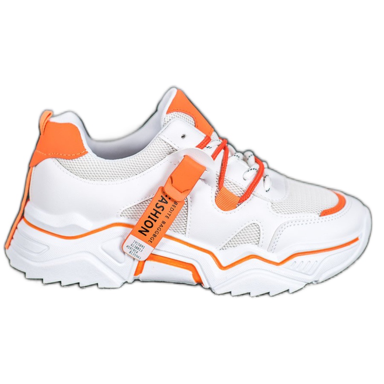 SHELOVET Women's Fashion Sneakers white orange SHELOVET Women's Fashion Sneakers white orange