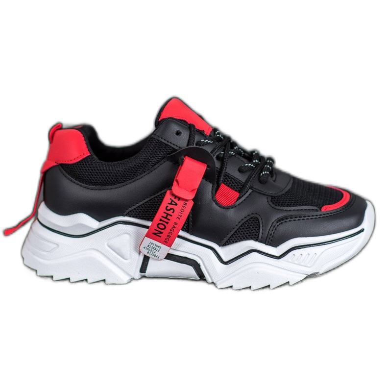 SHELOVET Women's Fashion Sneakers black red