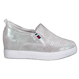 Filippo Leather Wedge Shoes grey