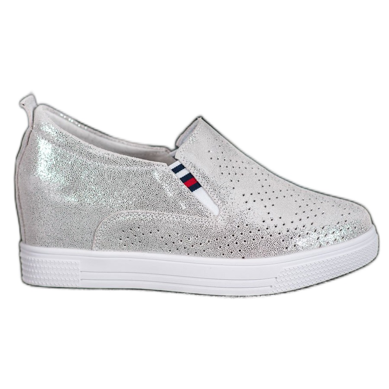 Filippo Leather Wedge Shoes grey