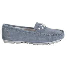 Filippo Leather Loafers With Pearls grey