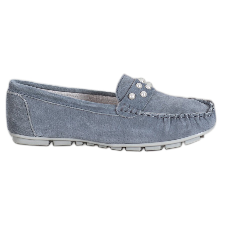 Filippo Leather Loafers With Pearls grey
