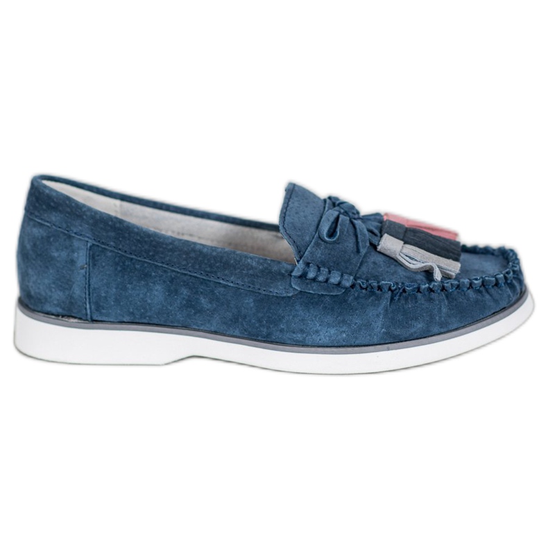 Filippo Leather Loafers With Fringes blue