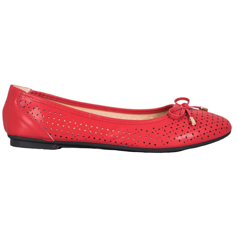SHELOVET Openwork Ballerina With Eco Leather red