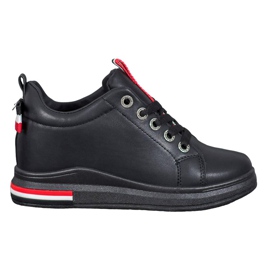 Weide Sneakers With Hidden Wedge black red Weide Sneakers With Hidden Wedge black red