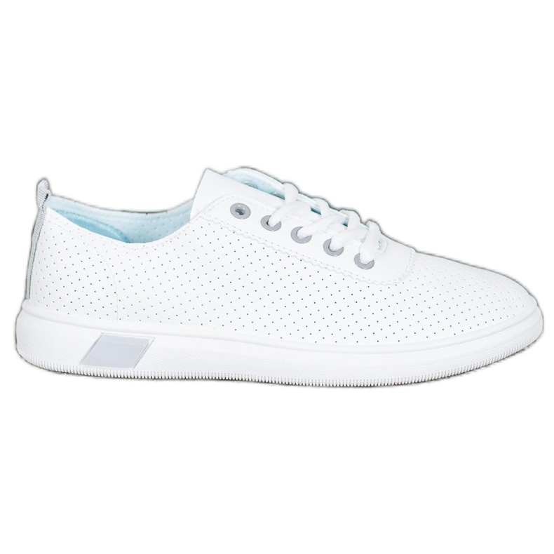 SHELOVET Openwork Sneakers With Eco Leather white grey SHELOVET Openwork Sneakers With Eco Leather white grey