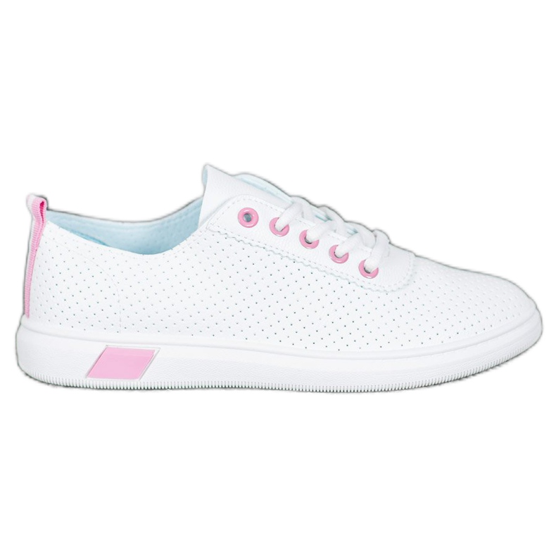 SHELOVET Openwork Sneakers With Eco Leather white pink