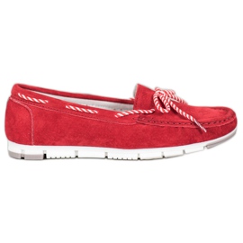 Filippo Leather Loafers With Striped Bow red