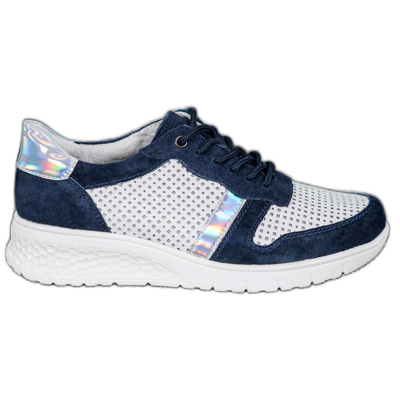 Filippo Leather shoes with a holo effect white navy blue grey