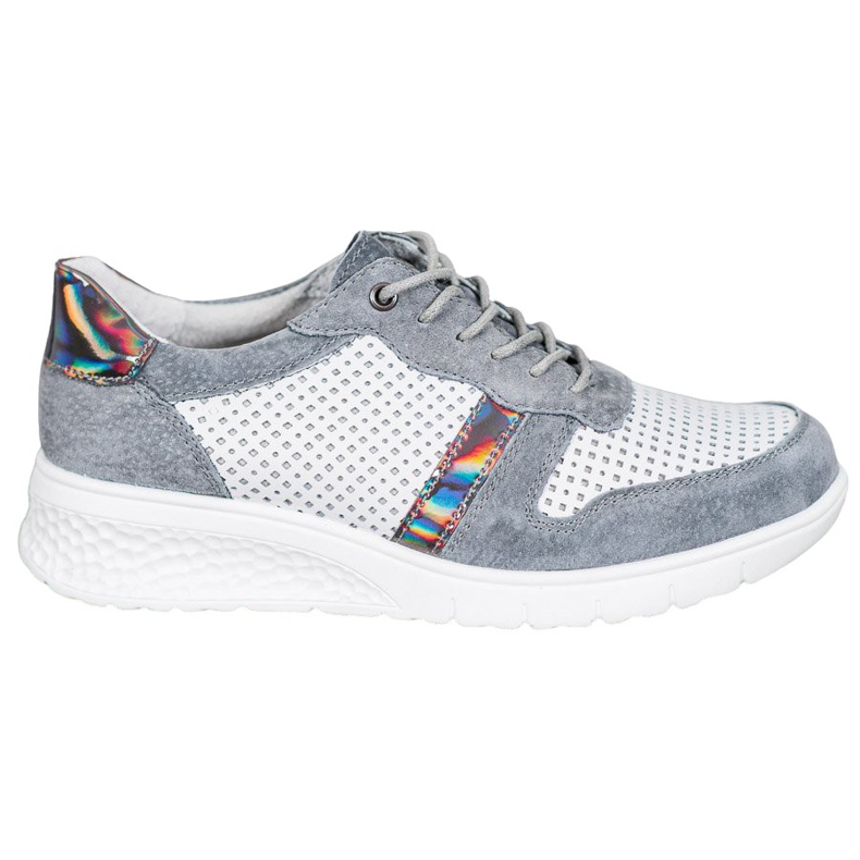 Filippo Leather shoes with a holo effect white grey